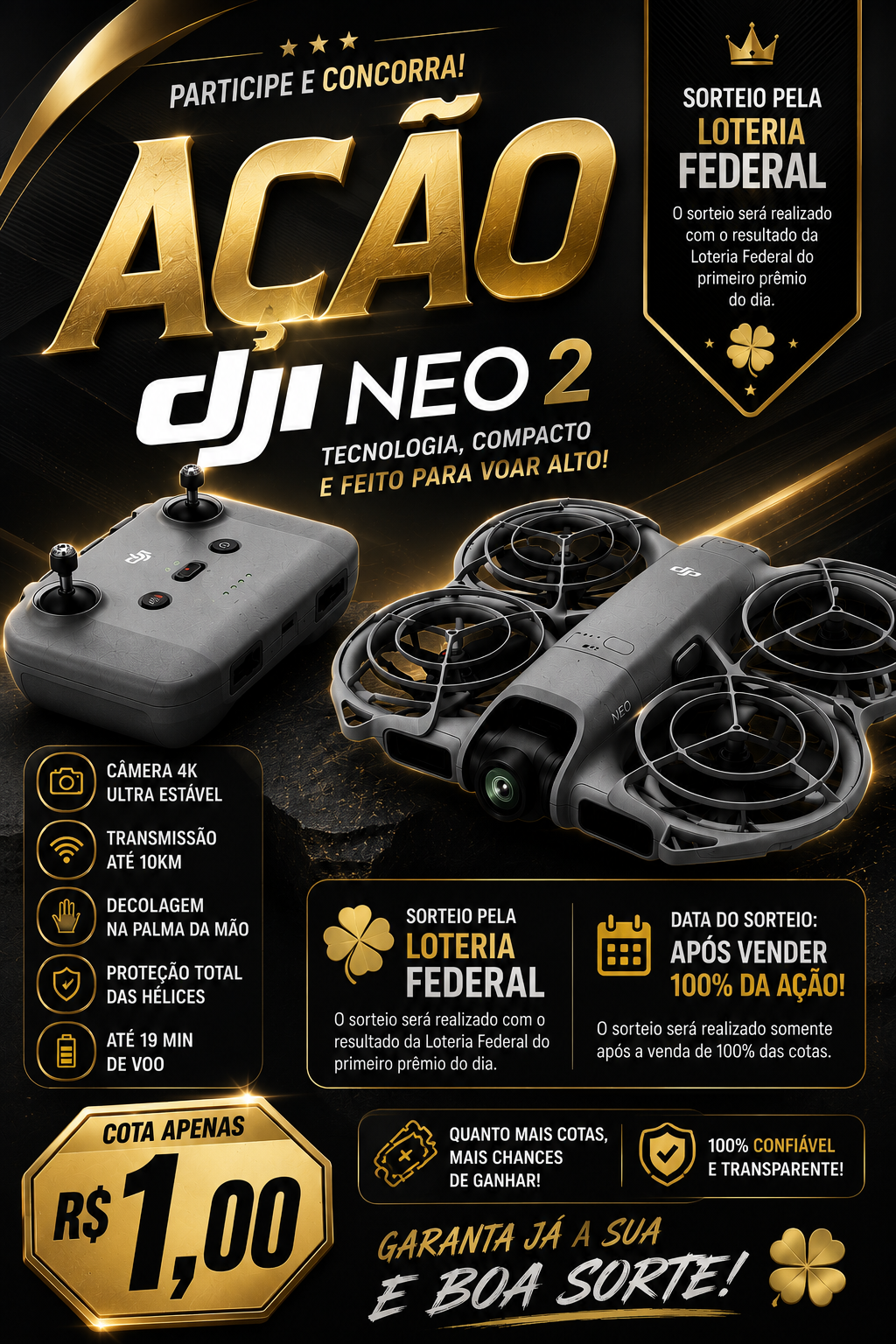 Ação DJI Neo 2 Fly More Combo